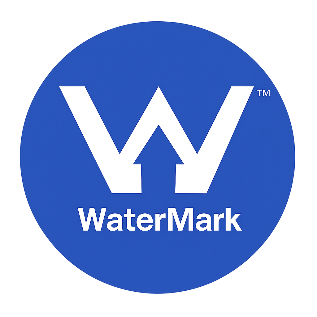 Selo de certificação WaterMark em azul, que comprova a conformidade dos filtros Bluvida com padrões internacionais de segurança e qualidade da água.